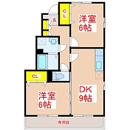 メゾンエール 2DKの間取図画像