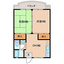 メゾンド尾上 2DKの間取図画像