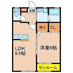 メゾン・サンファミリー 1LDKの間取図画像