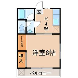 田代アパート 1Kの間取図画像