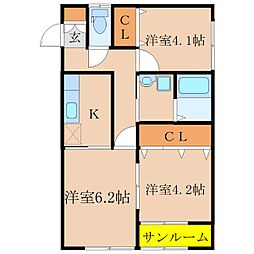 シャルール B棟 2階