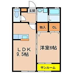 メゾン・サンファミリー 1LDKの間取図画像