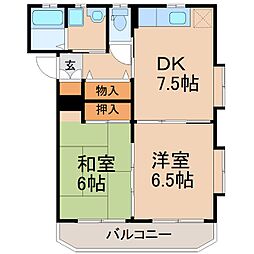 ピアパーク・ミユウ 2DKの間取図画像
