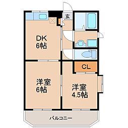 サンセール王子 2DKの間取図画像