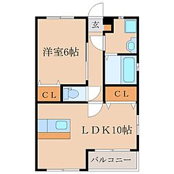 ボヌール 1LDKの間取図画像