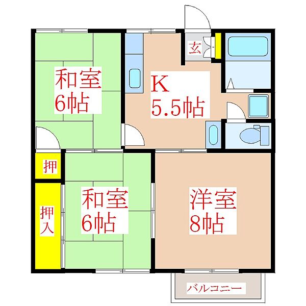 ルミエール　2号棟 ｜鹿児島県霧島市国分中央4丁目(賃貸アパート3K・2階・52.00㎡)の写真 その2