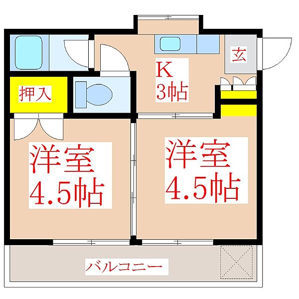 ノボリハイツ ｜鹿児島県霧島市国分向花町(賃貸アパート2K・2階・24.00㎡)の写真 その2