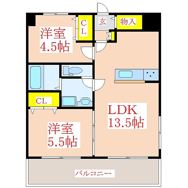 ベイシス隼人 ｜鹿児島県霧島市隼人町見次(賃貸マンション2LDK・5階・58.23㎡)の写真 その2