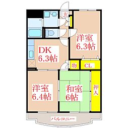 コーポラスソレイユ 3DKの間取図画像