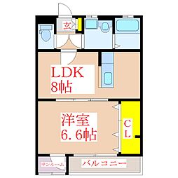 ヴィラージュ.S.t 1LDKの間取図画像