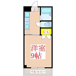 ベルビューコーポ 1Kの間取図画像