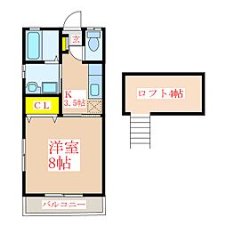リーブしんこう 1Kの間取図画像