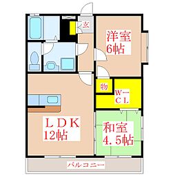 パストラール2 2LDKの間取図画像
