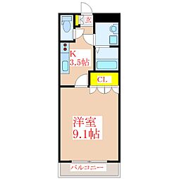 ウイングヒルズ 1Kの間取図画像