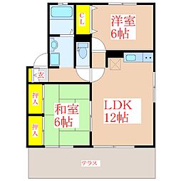 ロイヤルガーデン野口A棟 2LDKの間取図画像