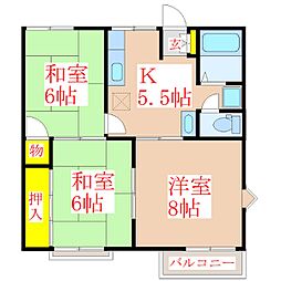 ルミエール2 3Kの間取図画像