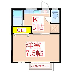 エスポワ21 1Kの間取図画像