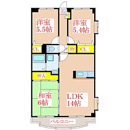 トレインピア国分 3LDKの間取図画像