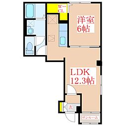 ベル・コリーヌII 1LDKの間取図画像