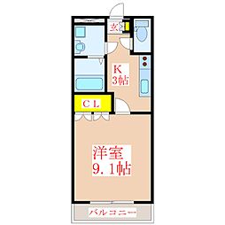 ウイングヒルズ 1Kの間取図画像
