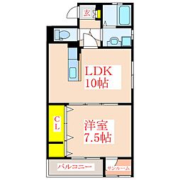 ヴィラージュ.S.t 1LDKの間取図画像