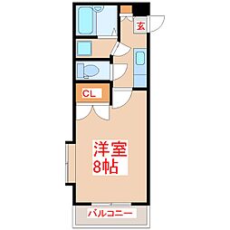 グリーンステージ葉月館 1Kの間取図画像