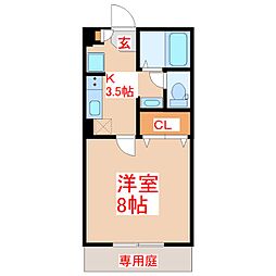 モナリエプライズB棟 1Kの間取図画像