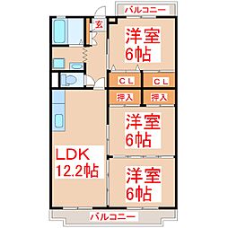 ディアコート宇宿 3LDKの間取図画像