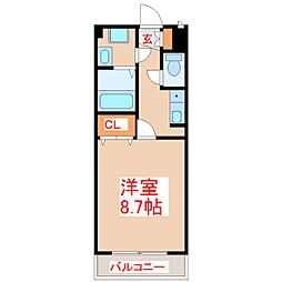 リヴィエール小松原 1Kの間取図画像