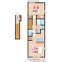 マロン・リジェールB 1LDKの間取図画像