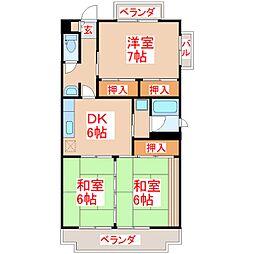 小松原ハイツ 3DKの間取図画像