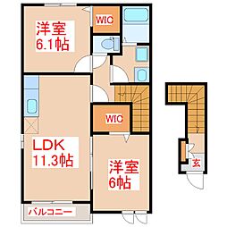サン・スカイ1 2LDKの間取図画像