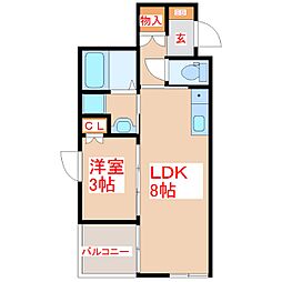 グランロッシュ 1LDKの間取図画像