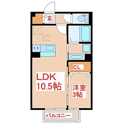 セジュールプルミエB 1LDKの間取図画像