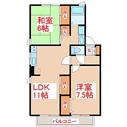 グランディールUB 2LDKの間取図画像
