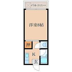 カスタリア 1Kの間取図画像