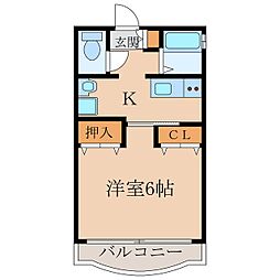 サムシング23 1Kの間取図画像