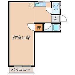 カーサビアンゴ ワンルームの間取図画像
