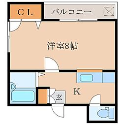 エスポワール華 1Kの間取図画像