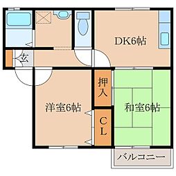 シャルマンドミールA 2DKの間取図画像