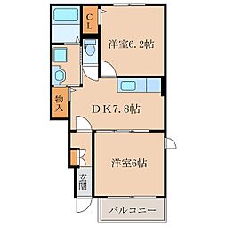 ポライトリー2 2DKの間取図画像
