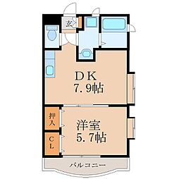 サムシング23 1DKの間取図画像