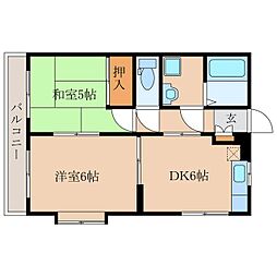 マリンアベニュー新生 2DKの間取図画像