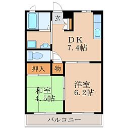 サンライズ中央公園 2DKの間取図画像