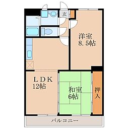 ウエストヒルズ西原台A棟 2LDKの間取図画像