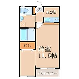 ラポール田崎 1Kの間取図画像