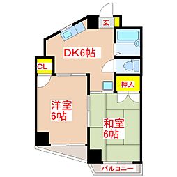 ハートビル 2DKの間取図画像
