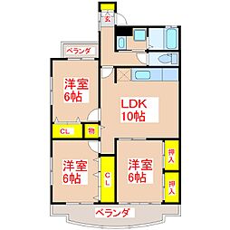 ファンターナ紫原 3LDKの間取図画像
