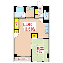 ロワイヤルヒルズ一番館 1LDKの間取図画像