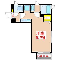 パラディーゾ下荒田 ワンルームの間取図画像